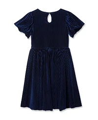 Lands' End Girls Bubble Short Sleeve Velour Dress