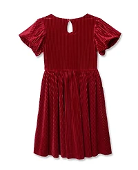 Lands' End Girls Bubble Short Sleeve Velour Dress
