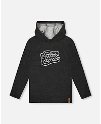 Deux par Toddler Boys Long Sleeve Super Soft Brushed Jersey Hooded Sweatshirt Black - Toddler|Child