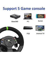 Nbcp 180°Usb Racing Steering Wheel with Pedals & Paddle Shifters – Plug-and-Play for Xbox 360, PS3, Pc, Switch & Android