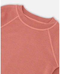 Deux par Girls Merino Wool Base Layer Set Dusty Pink