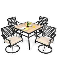 Gymax Patio Square Dining Table Metal Bistro Table Garden Poolside Backyard