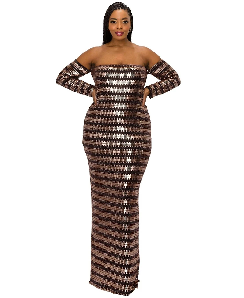 L I V D Women's Plus Temptations Sequin Dress