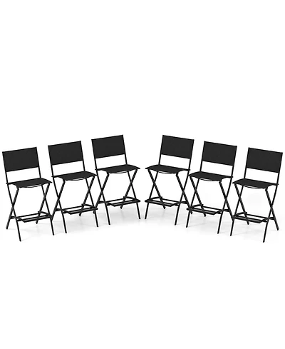 Costway Outdoor Bar Chair Folding Bar Height Stool with Metal Frame