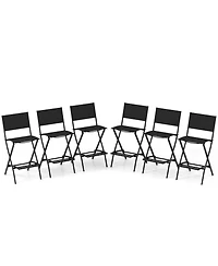 Costway Outdoor Bar Chair Folding Bar Height Stool with Metal Frame