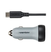 Ventev 27W Ultrafast Dual Car Charger with Usb C Travel Cable--