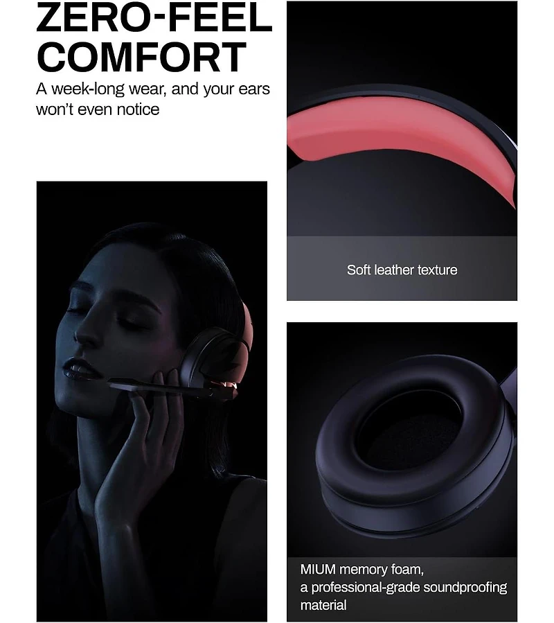 Acer 2.4GHz Flex Wireless Gaming Headset | Red + Pink | 100H Battery, 50mm Drivers, Noise-Canceling Mic | Bluetooth 5.3, 3.5mm | PS4, Pc, Music, Meeti