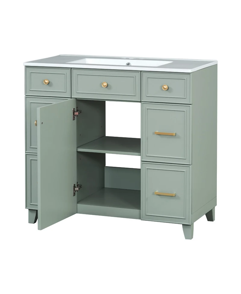 Streamdale Furniture 36" Bathroom Vanity w/ Ceramic Sink & Hairdryer Drawer
