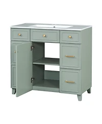 Streamdale Furniture 36" Bathroom Vanity w/ Ceramic Sink & Hairdryer Drawer