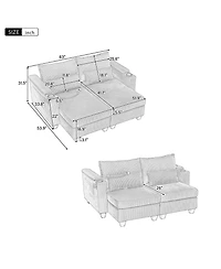 Streamdale Furniture Convertible Sleeper Sofa with Usb & Storage