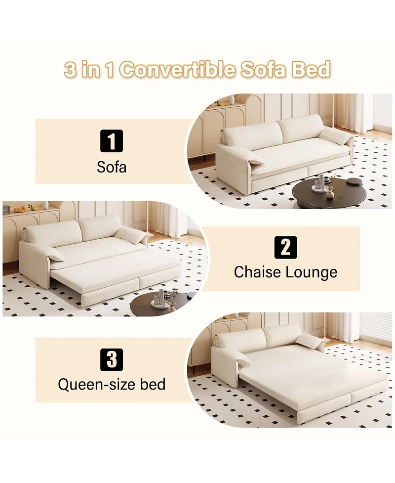 Streamdale Furniture Queen Pull Out Sofa Bed with Storage