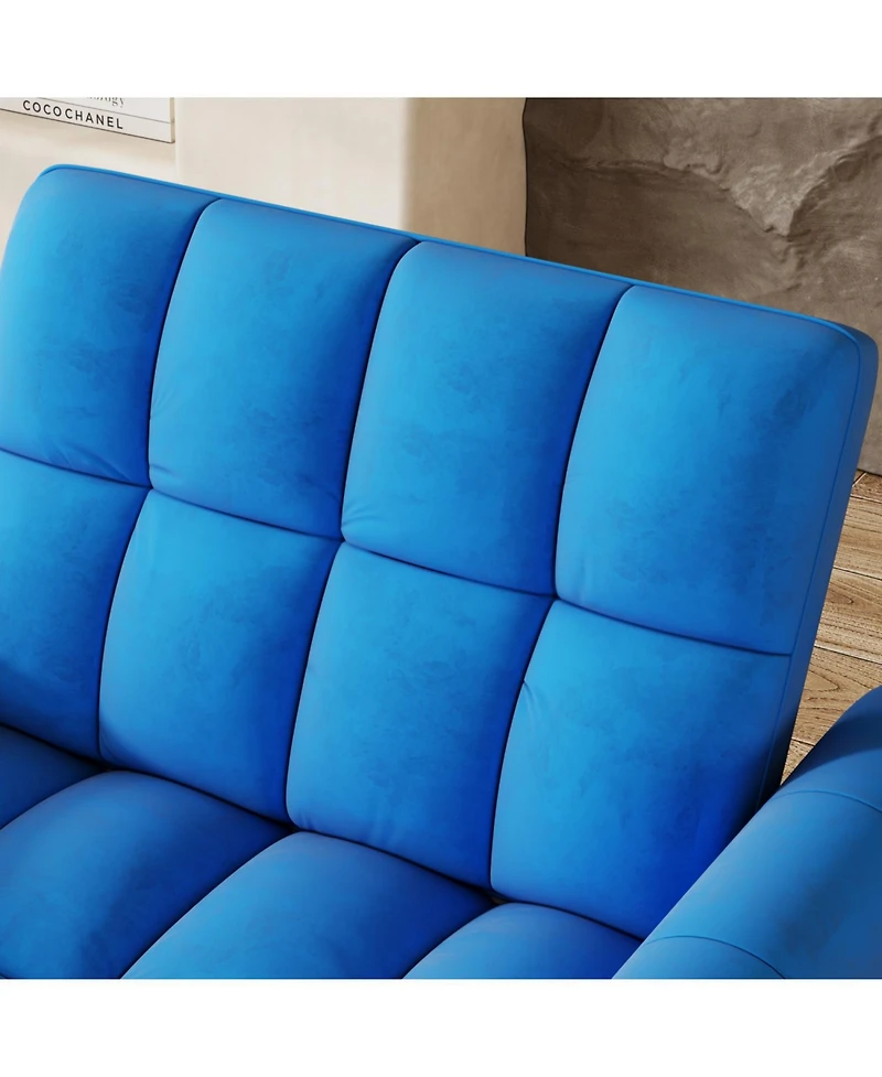 Streamdale Furniture Foldable Velvet Sofa Bed with Adjustable Backrest (Dark Blue)