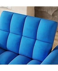 Streamdale Furniture Foldable Velvet Sofa Bed with Adjustable Backrest (Dark Blue)