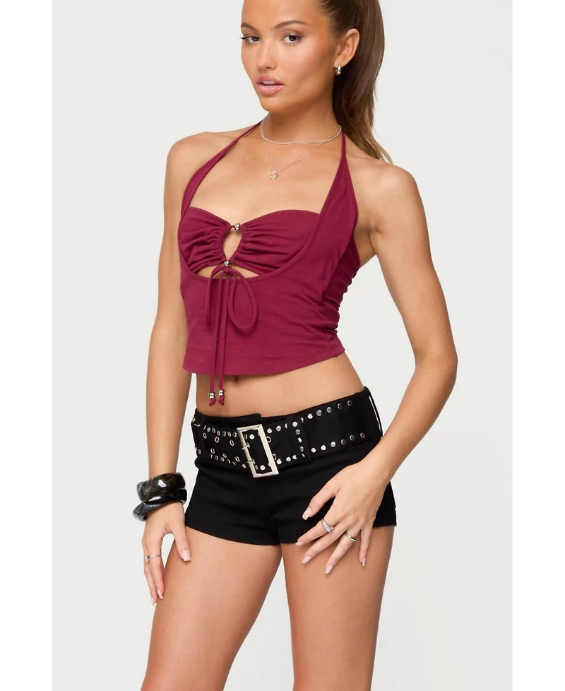 Edikted Womens Ayana Layered Bandeau Halter Top