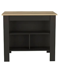 Slickblue Wooden Kitchen Island Table with Built-In Storage and Open Display Shelves