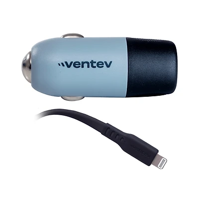 Ventev 20W Ultrafast Usb C Universal Car Charger and Usb C to Apple Lightning Cable-Gray