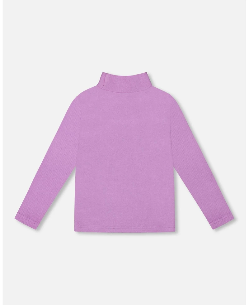 Deux par Girl Super Soft Ribbed Mock Neck Top Lavender