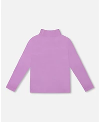 Deux par Girl Super Soft Ribbed Mock Neck Top Lavender