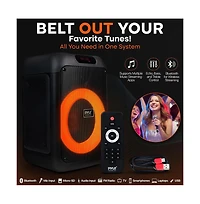 Pyle Portable Bt Party Speaker with Built-in Rechargeable Battery, Tws Function, Mic Input, Mic Echo Control, Bass and Treble Control