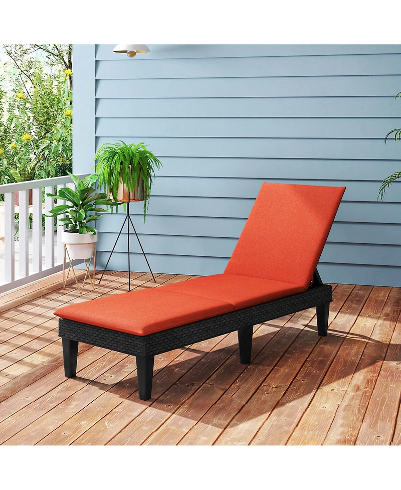 Patio Lounge Chair Recliner Chair with 3-Position Adjustable Backrest & Cushion