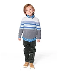 Deux par Baby Boys Knitted Jacquard Sweater Dark Gray