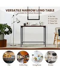 Mecale 48 Inch Industrial Pub Dining Table with Steel Frame
