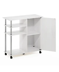 Homlux 4-Tier Utility Kitchen Island Cart with Cabinet and Lockable Wheels, White Oak
