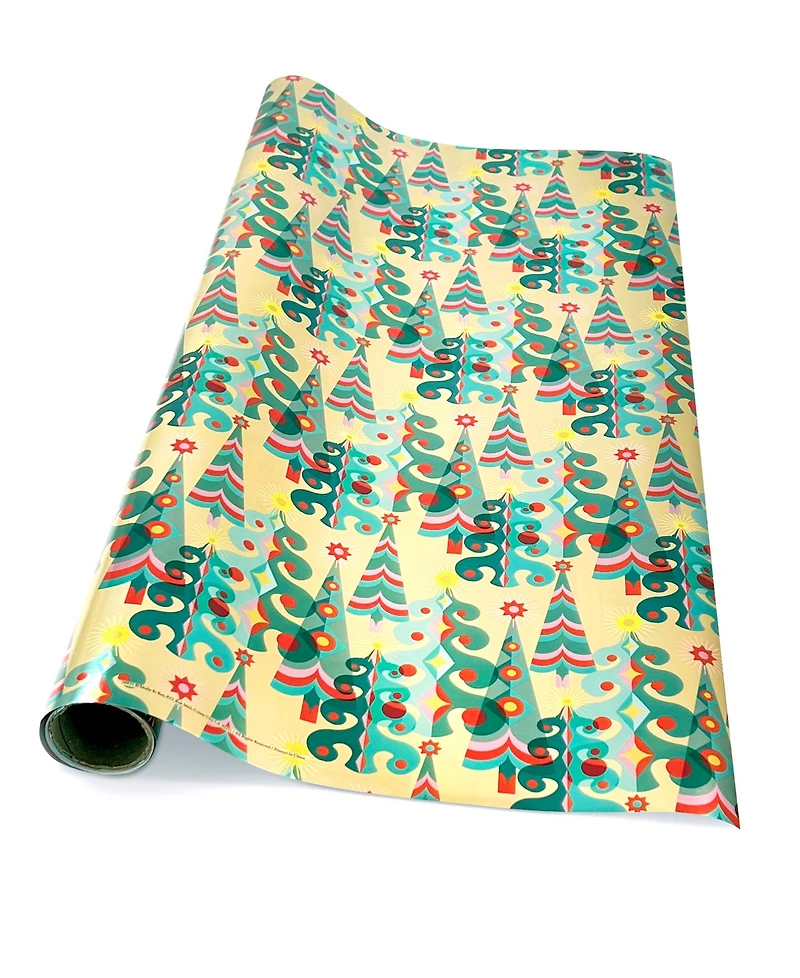 Punch Studio Gold Trees Holiday Gift Wrap, 30" x 120"