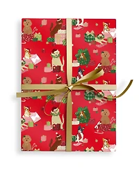 Punch Studio Holiday Party Pets Holiday Gift Wrap, 30" x 120"