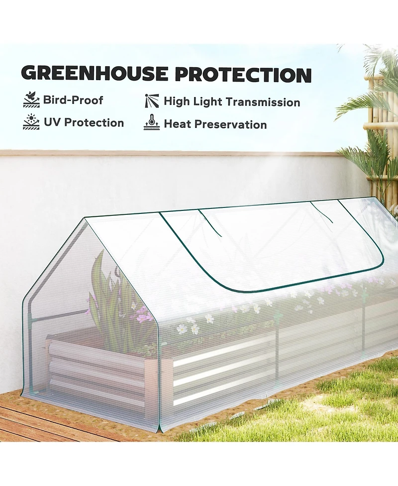 Outsunny 8.6 x 3 1ft Raised Garden Bed with Mini house,