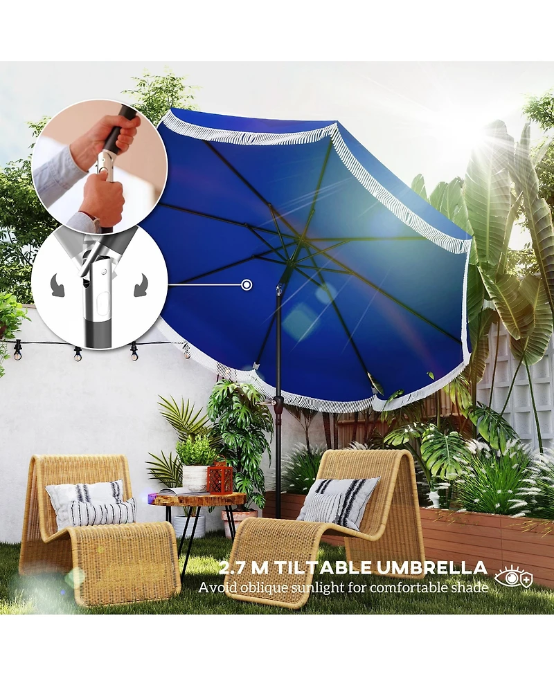 Outsunny 9FT Patio Umbrella Upf 30+ Vented Market Umbrella