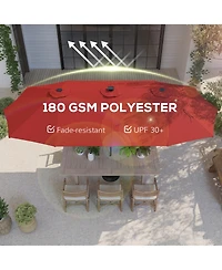 Outsunny 13' Double-Sided Patio Umbrella with Solar Lights and Crank