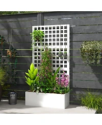 Outsunny Metal Planter Box with Trellis, Drain Holes, 35"x16"x70",