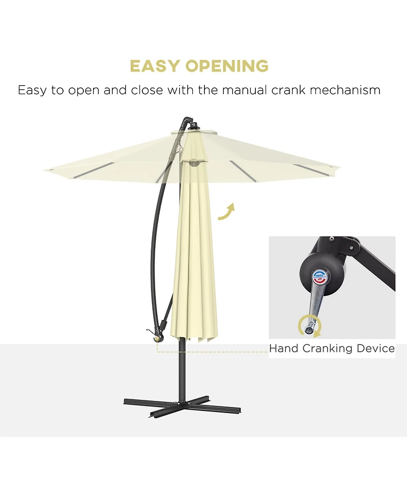 Outsunny Outdoor Crank Umbrella Deck Sun Protection Shade Canopy w/ Stable Base