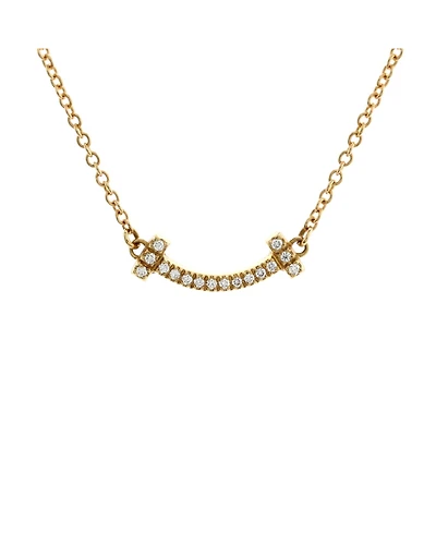 Pre-Owned Tiffany & Co. Mini T Smile Pendant Necklace 18K Gold with Diamonds