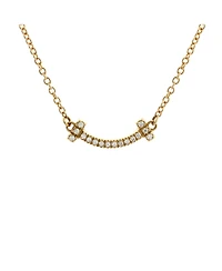 Pre-Owned Tiffany & Co. Mini T Smile Pendant Necklace 18K Gold with Diamonds