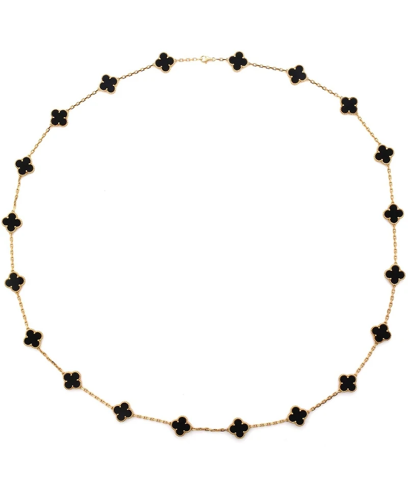 Pre-Owned Van Cleef & Arpels Vintage Alhambra 20 Motifs Necklace 18K Gold and Onyx