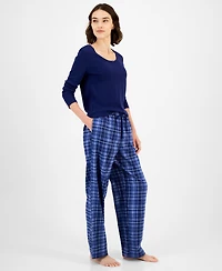 Charter Club Women's Cotton Flannel Plaid Pajama Pants, Created for Macy's