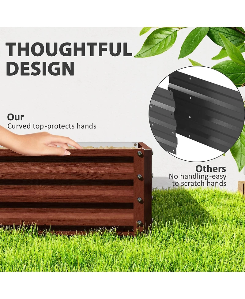 Outsunny 4' x 4' Outdoor Raised Garden Steel Planter Bed Frame, Natural
