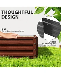 Outsunny 4' x 4' Outdoor Raised Garden Steel Planter Bed Frame, Natural