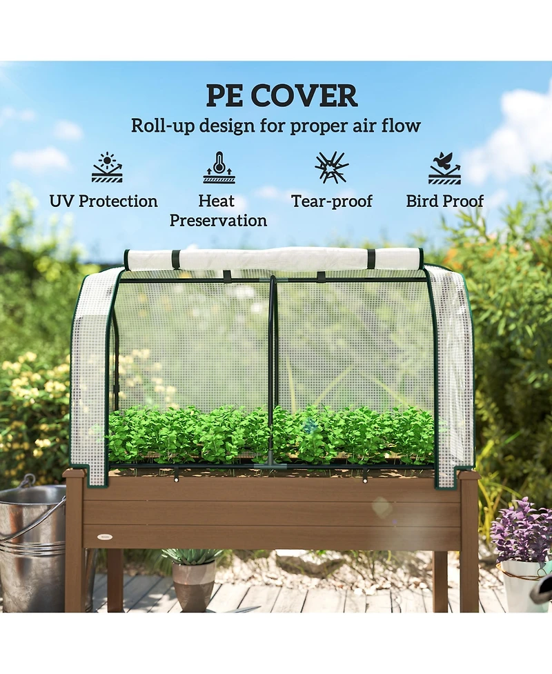 Outsunny 48 x 22 x 46 inch Raised Garden Bed w/ Pe Cover,