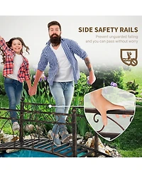 Outsunny 3.3' Metal Arch Zen Garden Bridg with Safety Siderails,