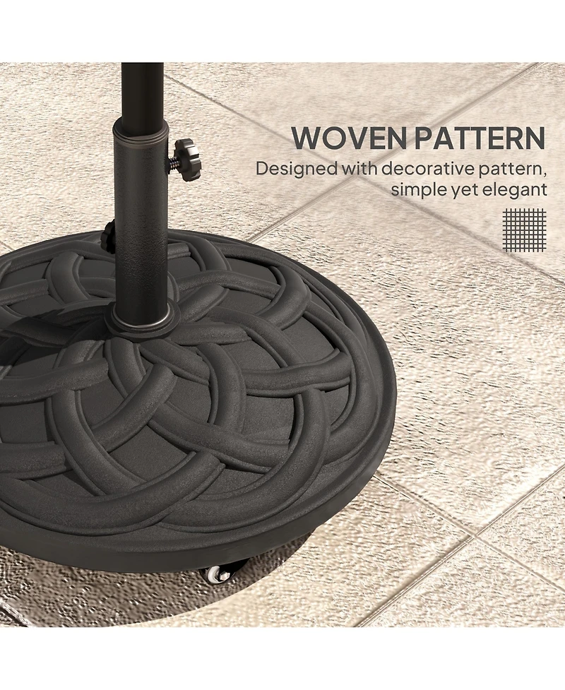 Outsunny Round Patio Umbrella Base with Wheels, 44 lbs Resin Umbrella Sd