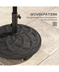 Outsunny Round Patio Umbrella Base with Wheels, 44 lbs Resin Umbrella Sd