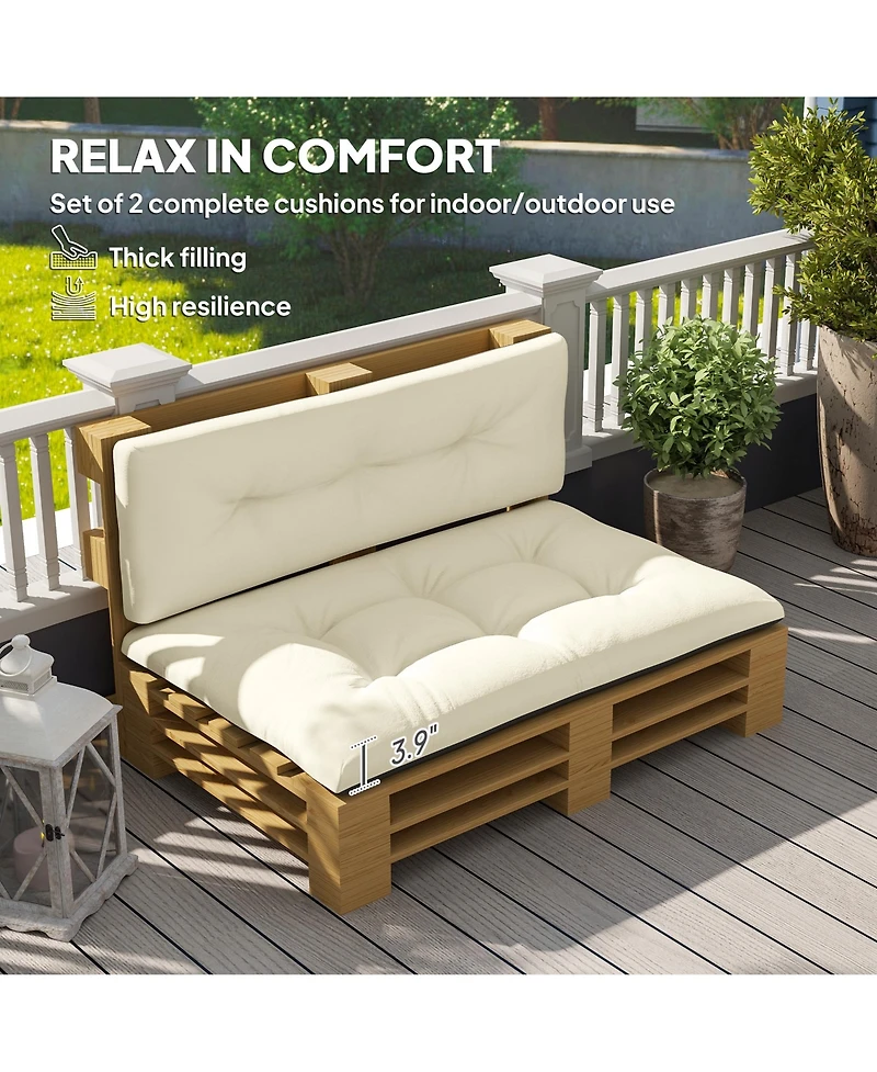 Outsunny 2 Seat Pallet Cushions 3.9 in. Sofa Cushions, Dark