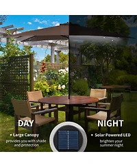 Outsunny 9' x 7' Solar Umbrella, Patio Umbrella with Led