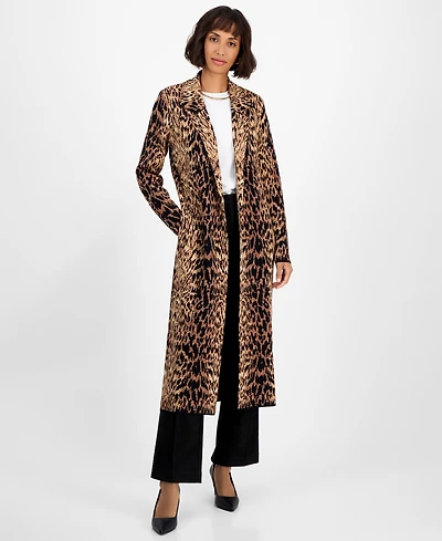 T Tahari Women's Animal-Print Long-Sleeve Jacket