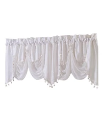 Kate Aurora Georgina Ultra Luxurious Raised Jacquard And Fringed Trimmed Austrian Window Valance - 52 in. W x 28 L, Purple