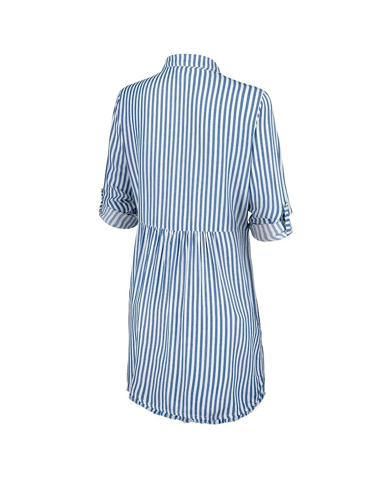 Tommy Bahama Women's Blue/White San Francisco 49ers Chambray Stripe Cover-Up Shirt Dress