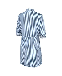 Tommy Bahama Women's Blue/White San Francisco 49ers Chambray Stripe Cover-Up Shirt Dress